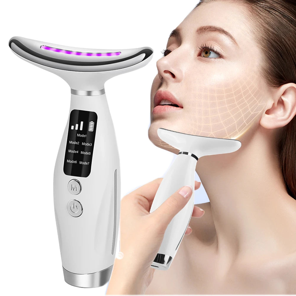 Neck & Face Lift Massager – 7 Modes, LED & Vibration Therapy